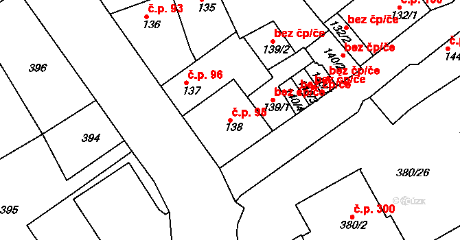 Újezdské Předměstí 95, Bílina na parcele st. 138 v KÚ Bílina-Újezd, Katastrální mapa