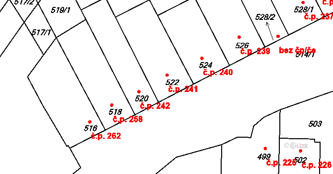 Želešice 241 na parcele st. 522 v KÚ Želešice, Katastrální mapa