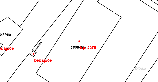 Bolevec 2070, Plzeň na parcele st. 1609/167 v KÚ Bolevec, Katastrální mapa