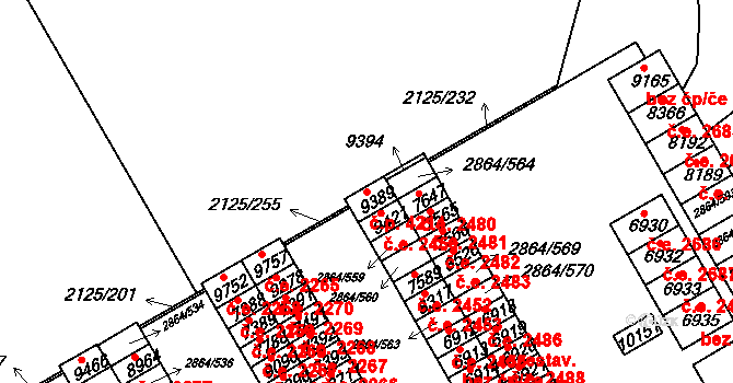 Hodonín 4214 na parcele st. 9389 v KÚ Hodonín, Katastrální mapa