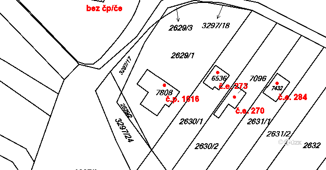 Kroměříž 1616 na parcele st. 7808 v KÚ Kroměříž, Katastrální mapa