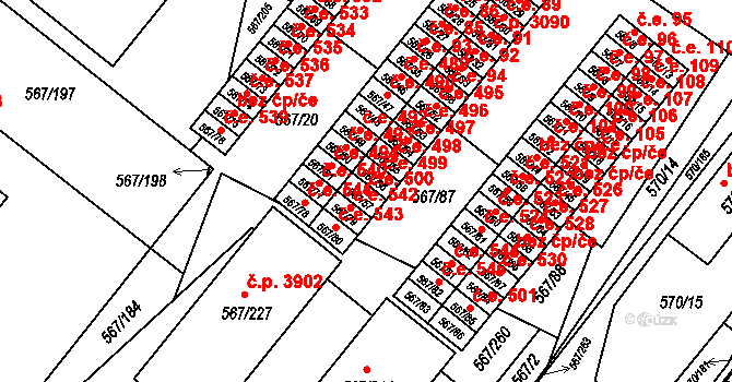 Vyškov-Předměstí 500, Vyškov na parcele st. 567/57 v KÚ Vyškov, Katastrální mapa