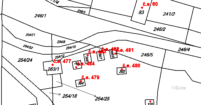 Butov 482, Stříbro na parcele st. 367 v KÚ Butov, Katastrální mapa