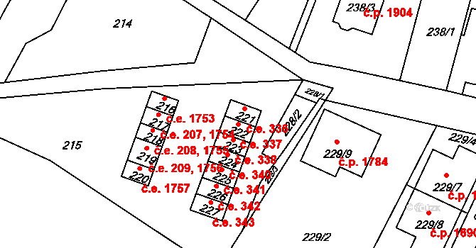 Děčín IV-Podmokly 337, Děčín na parcele st. 222 v KÚ Podmokly, Katastrální mapa