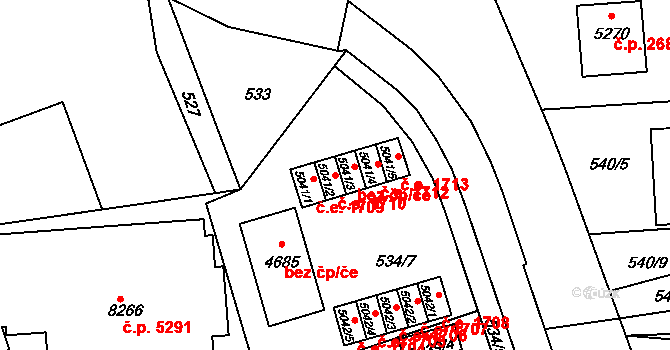 Zlín 1710 na parcele st. 5041/2 v KÚ Zlín, Katastrální mapa