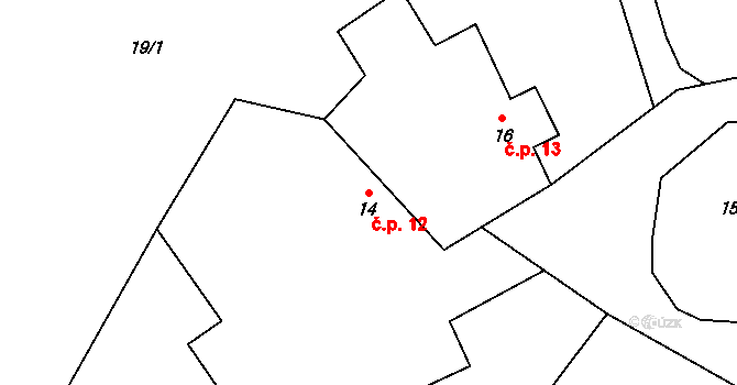 Šanovice 12, Sedlec-Prčice na parcele st. 14 v KÚ Šanovice, Katastrální mapa