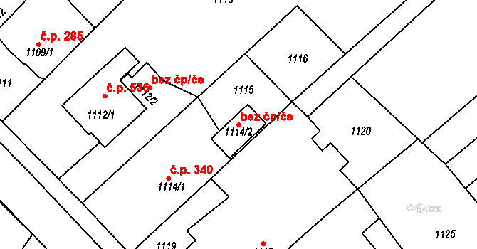 Brumov-Bylnice 41887638 na parcele st. 1114/2 v KÚ Bylnice, Katastrální mapa