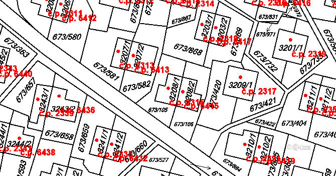 Zlín 2315 na parcele st. 3208/1 v KÚ Zlín, Katastrální mapa