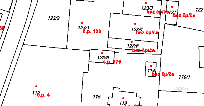 Jablůnka 676 na parcele st. 123/6 v KÚ Jablůnka, Katastrální mapa