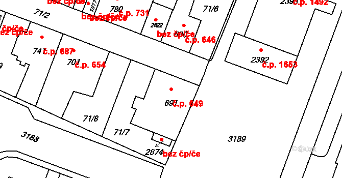 Kateřinky 649, Opava na parcele st. 691 v KÚ Kateřinky u Opavy, Katastrální mapa