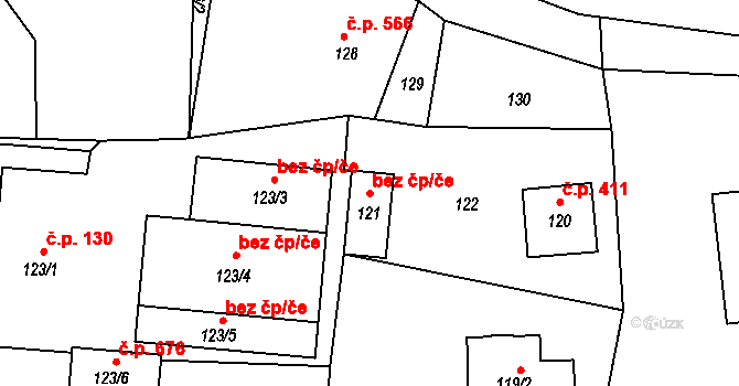 Jablůnka 45631638 na parcele st. 121 v KÚ Jablůnka, Katastrální mapa