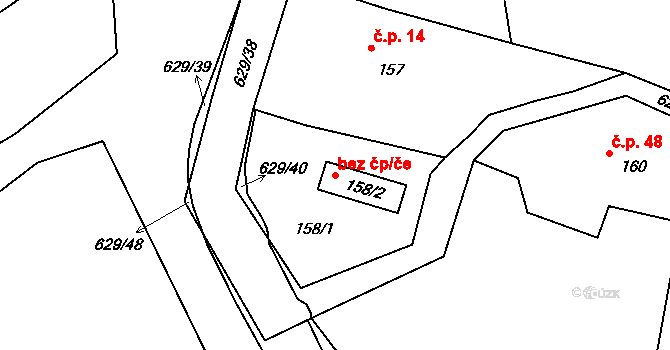 Česká Lípa 45932638 na parcele st. 158/2 v KÚ Dobranov, Katastrální mapa