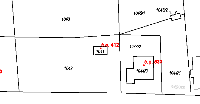 Praha 46846638 na parcele st. 1041 v KÚ Újezd nad Lesy, Katastrální mapa