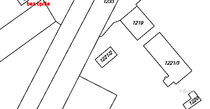 Šatov 47500638 na parcele st. 1221/2 v KÚ Šatov, Katastrální mapa