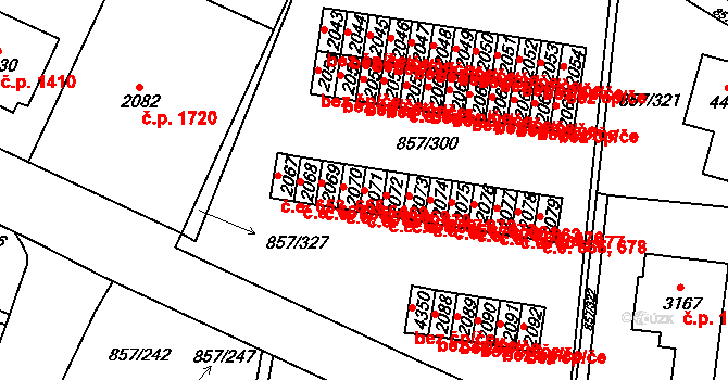 Blansko 657,670 na parcele st. 2071 v KÚ Blansko, Katastrální mapa