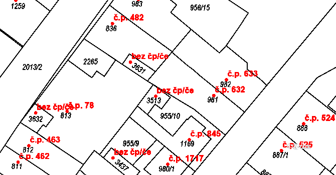Čáslav 49878638 na parcele st. 3513 v KÚ Čáslav, Katastrální mapa