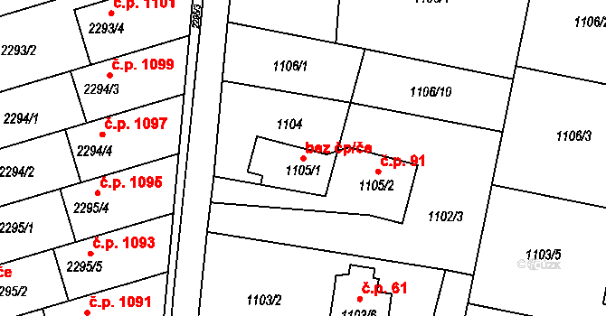 Třinec 50079638 na parcele st. 1105/1 v KÚ Lyžbice, Katastrální mapa
