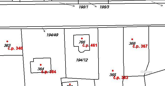Černčice 461 na parcele st. 766 v KÚ Černčice u Loun, Katastrální mapa