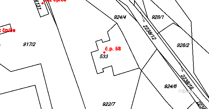 Beroun-Zavadilka 58, Beroun na parcele st. 533 v KÚ Beroun, Katastrální mapa