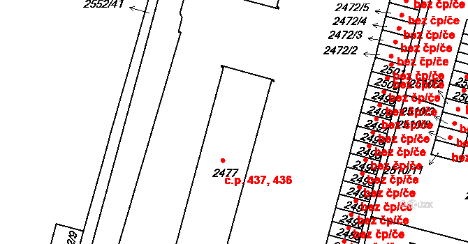 Veselí nad Lužnicí I 436,437, Veselí nad Lužnicí na parcele st. 2477 v KÚ Veselí nad Lužnicí, Katastrální mapa