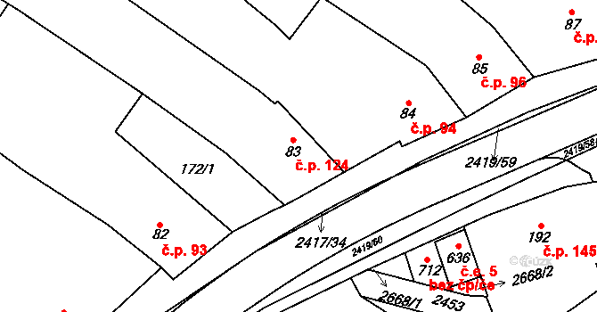 Klenčí pod Čerchovem 124 na parcele st. 83 v KÚ Klenčí pod Čerchovem, Katastrální mapa