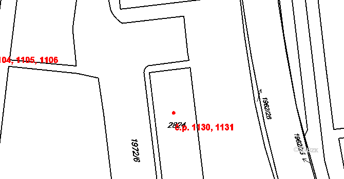 Náchod 1130,1131 na parcele st. 2824 v KÚ Náchod, Katastrální mapa