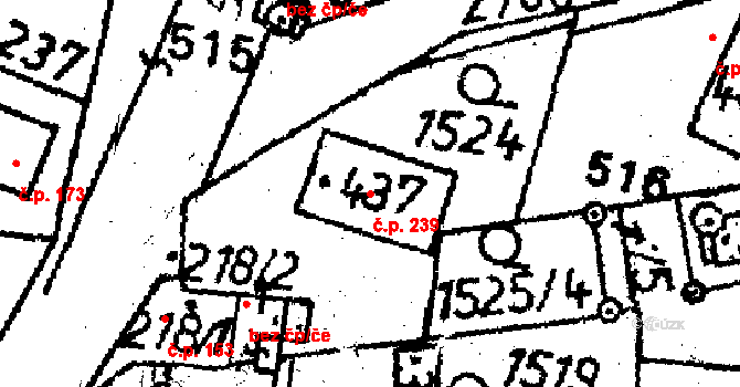 Lukavec 239 na parcele st. 437 v KÚ Lukavec u Pacova, Katastrální mapa