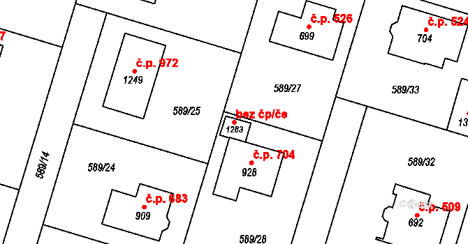 Líbeznice 91425638 na parcele st. 1283 v KÚ Líbeznice, Katastrální mapa