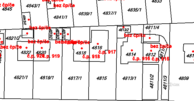 Chotěboř 917 na parcele st. 4816 v KÚ Chotěboř, Katastrální mapa