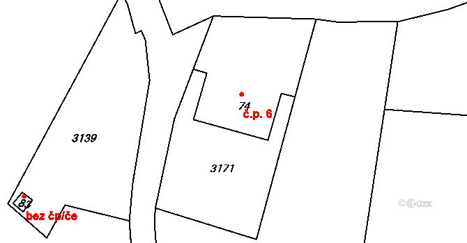Rampuše 6, Liberk na parcele st. 74 v KÚ Rampuše, Katastrální mapa
