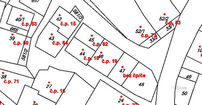 Kravsko 19 na parcele st. 46 v KÚ Kravsko, Katastrální mapa
