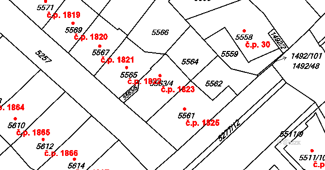 Kročehlavy 1823, Kladno na parcele st. 5563/4 v KÚ Kročehlavy, Katastrální mapa