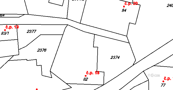 Řimovice 18 na parcele st. 82 v KÚ Řimovice, Katastrální mapa