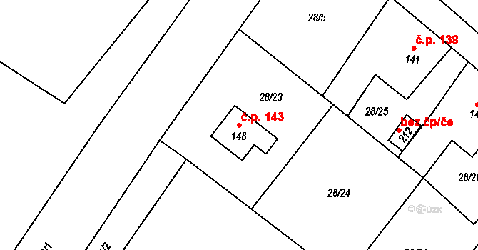 Dolní Suchá 143, Hrádek nad Nisou na parcele st. 148 v KÚ Dolní Suchá u Chotyně, Katastrální mapa