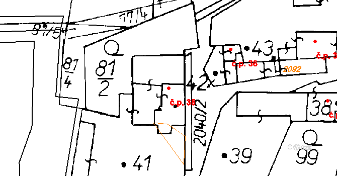 Ředhošť 35, Mšené-lázně na parcele st. 41 v KÚ Ředhošť, Katastrální mapa