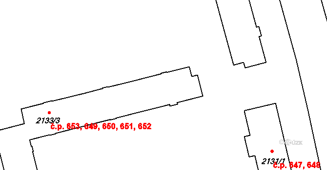 Bechyně 649,650,651,652,653 na parcele st. 2133/3 v KÚ Bechyně, Katastrální mapa