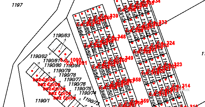 Bechyně 351 na parcele st. 1193/56 v KÚ Bechyně, Katastrální mapa