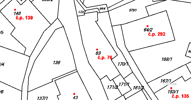 Dolní Poustevna 76 na parcele st. 63 v KÚ Dolní Poustevna, Katastrální mapa