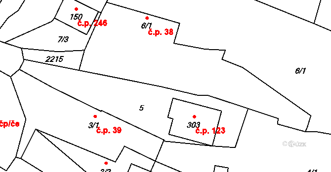 Rudíkov 119 na parcele st. 6/1 v KÚ Rudíkov, Katastrální mapa