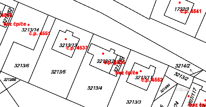 Chomutov 4535 na parcele st. 3213/12 v KÚ Chomutov II, Katastrální mapa
