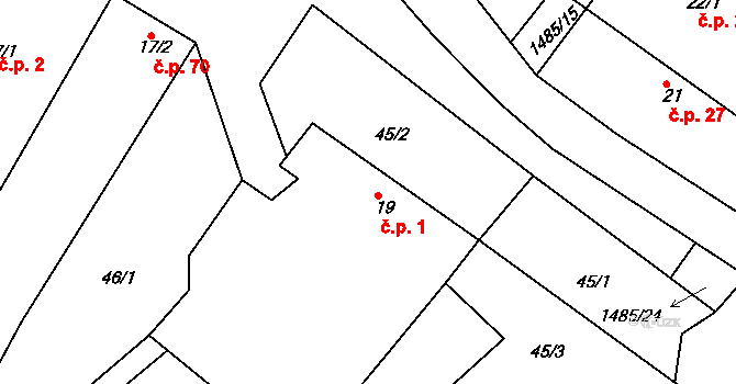 Čachotín 1 na parcele st. 19 v KÚ Čachotín, Katastrální mapa