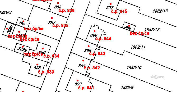 Kateřinky 843, Opava na parcele st. 895 v KÚ Kateřinky u Opavy, Katastrální mapa