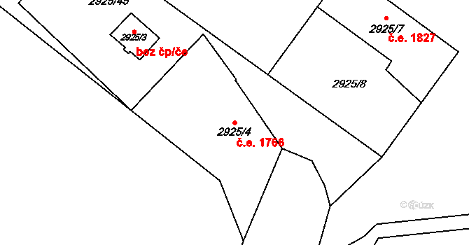 Bolevec 1766, Plzeň na parcele st. 2925/4 v KÚ Bolevec, Katastrální mapa