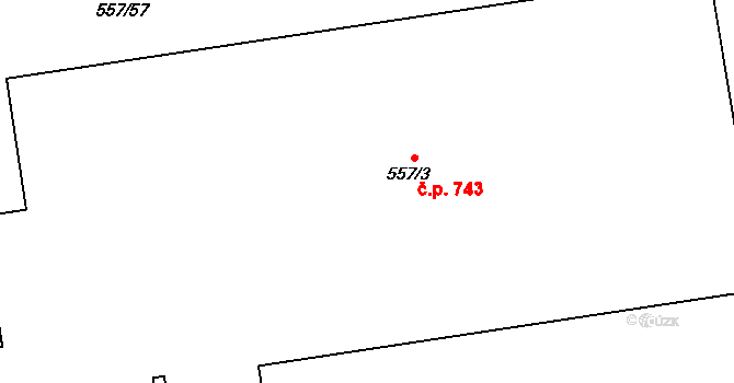 Libuš 743, Praha na parcele st. 557/3 v KÚ Libuš, Katastrální mapa