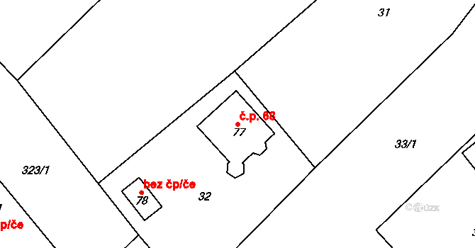 Tupec 68, Veselíčko na parcele st. 77 v KÚ Tupec, Katastrální mapa