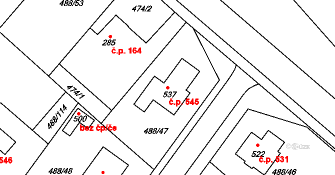Český Herálec 545, Herálec na parcele st. 537 v KÚ Český Herálec, Katastrální mapa