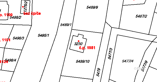 Kraslice 1981 na parcele st. 3230 v KÚ Kraslice, Katastrální mapa