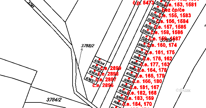 Zlín 5473 na parcele st. 6075/1 v KÚ Zlín, Katastrální mapa