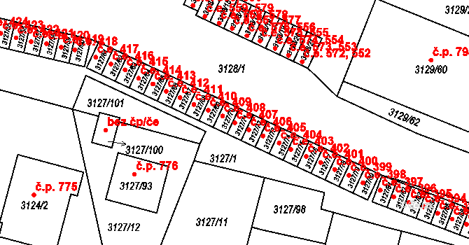 Bystřice nad Pernštejnem 407 na parcele st. 3127/71 v KÚ Bystřice nad Pernštejnem, Katastrální mapa
