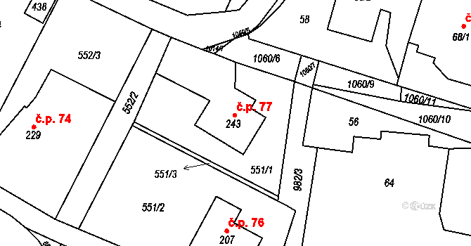 Český Herálec 77, Herálec na parcele st. 243 v KÚ Český Herálec, Katastrální mapa